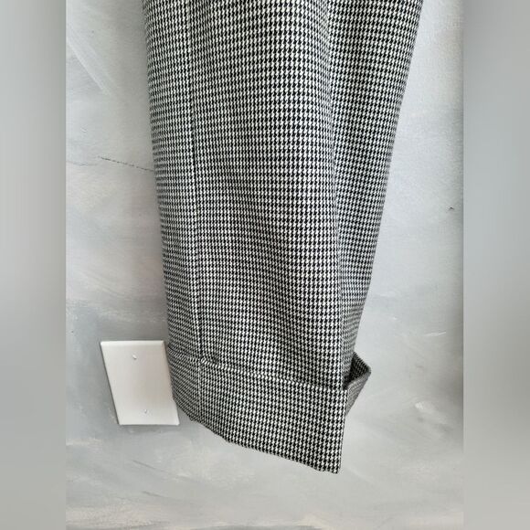 Harvé Benard Micro Houndstooth Black and White Slacks Wool Size 8 Cuff Hem - Picture 3 of 12
